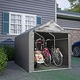 Thananddo Fahrradgarage 157x218x166cm, Gartenschuppen Geräteschuppen Lagerzelt Carport Gerätezelt, Dunkelgrau