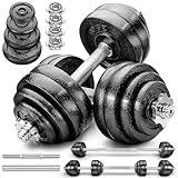 RE:SPORT 2 in 1 Hanteln Set 40 kg | Hantelset Gusseisen verstellbar | Kurzhantel & Langhantel | Sternverschlüsse & Verbindungsrohr