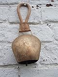 Deko-Impression Wunderschöne Kuhglocke, Eisen brossiert, Edelrost, 25 cm, Lederband