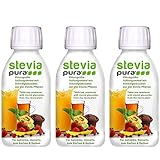 steviapura - Stevia flüssig Tafelsüße 3 x 150ml - OHNE FRUCTOSE - Natürlicher flüssiger Zuckerfreier Zuckerersatz ohne Kalorien, Veganer GMO-freier flüssig Stevia Süßstoff mit Steviolglycosiden aus Stevia Blättern der Steviapflanze