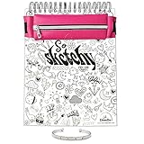 Life is a Doodle Skizzenblock – Skizzenbuch für Kinder und Erwachsene – Kunst-Set mit gemischten Medien Skizzenbuch, Federmäppchen für Kunstbedarf und Manschettenarmband – Skizzenbuch für Kinder,