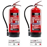2X MBS FIRE Schaum Feuerlöscher 6L mit Manometer inkl. Instandhaltungsnachweis 27A 183B
