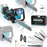 3 IN 1 Akku Kettensäge for Makita 18V,1000W 6Zoll & 8Zoll & 12Zoll Elektro-Kettensäge,82 FT/S mit Sicherheitsschloss Automatischer Öler,akkusäge für Einsätze im Garten & Bauarbeiten(keine Batterie)