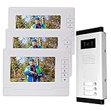 uoweky RFID Zutrittskontrollkamera-Gegensprechanlage verkabelt 7'Zoll-Monitor-Video-T¨¹rsprechanlage mit T¨¹rklingel f¨¹r 3 Apartments ¡­