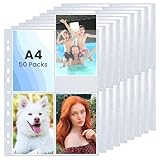 AOBOPLE 50 Stück Fotohüllen DIN A4,Transparent Postkartenhüllen, 4 Fach Geteilt Fotosichthüllen,Kleine Klarsichtfolien, Karten & Fotohüllen für Familien, Hochzeits (10.8 x 15.2 cm)