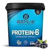 Bodylab24 Protein-6 Blaubeere 2kg / Mehrkomponenten Protein-Pulver, Eiweißpulver aus 6 hochwertigen Eiweiß-Quellen/Protein-Shake für Muskelaufbau