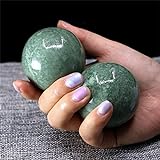 1 Paar 50 mm natürlicher Jade-Baoding-Ball, Fitness, Handball, Quarz, Kugel, Entspannung, Hand- und Handgelenk-Übung, Massagestein Haushalt (Color : Lushan Green Jade)