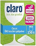 claro Classic Geschirrspül-Pulver - Öko-Spülmaschinen-Pulver - phosphatfrei & vegan - Sparpack mit 150 Waschladungen