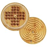 TOWO 2-in-1-Solitär- und Labyrinth-Set aus Holz –...