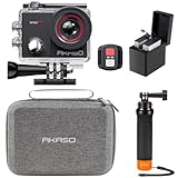 AKASO Action Cam 4K30FPS 20MP mit Schwimmender Handgriff und Tasche WiFi 40M Unterwasserkamera Wasserdicht Ultra HD Touchscreen Einstellbar Weitwinkel EIS Actioncam mit 2.4G Fernbedienung