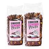 Einhorn Mina – Schoko Power Knusper-Müsli – 2er Pack (2 × 500 g) – Schoko Crunchy mit Haferflocken, Cornflakes & Schokostücken – Frühstücks Müsli & Snack, Schokomüsli, Müsli+schoko