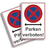 2 Stück Absolutes Halteverbot parken verboten Schild 20 x 30 cm aus stabiler PVC Hartschaumplatte 3mm Parkplatzschild mit UV-Schutz von STROBO