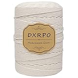 DXRPO Makramee Garn 3 mm x 300 m, Natürliches Makramee, Baumwollgarn Macrame Cord, Baumwollkordel Wird Verwendet Wandbehang, Makramee Blumenampel, DIY Handwerk Pflanze Aufhänger Boho Deko, Beige