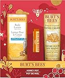 Burt's Bees Geschenke für Damen | Honigtopf-Geschenkset mit Honig-Lippenbalsam, Honig- und Traubenkern-Handcreme und Milch- und Honig-Bodylotion