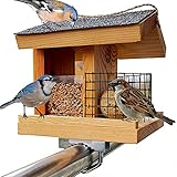 STAFECO® Vogelfutterhaus Vogelhaus für Balkon wetterfest Futterhaus Handarbeit aus Natur Holz Vogelhaus zum Aufhängen im Garten und Balkon Gartenvögel (Klassisch Balkon)