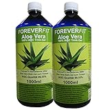 ForeverFit Aloe Vera Trinkgel 2 x 1000ml Barbadensis Miller Blattgel unverdünnt KEIN Saft KEIN Konzentrat OHNE künstliche Vitamine. Acemannan bis 1200mg/Liter. 30241