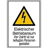 Betriebsausstattung24® Warn-Kombischild „Elektrischer Betriebsraum - Der Zutritt ist nur befugten Personen gestattet“ | Sicherheitsschild/Warnschild | Betriebssicherheit | Hart-PVC, 13,1 x 18,5 cm