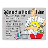Hausmann Metallschild XL in 21x28 cm mit Spruch Spülmaschine Modell Mann Effizient selbstreinigend empfehlenswert Testurteil top kein Geschirr Handspülung