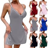 sexy nachthemd damen Babydoll Dessous für Frauen Negligee Damen Sexy Negligees Kleid Spitze Reizwäsche Nachtwäsche Nachthemd V-Ausschnitt Curvy Dessous Lingerie Frauen mit Panty fur Hochzeitsnacht