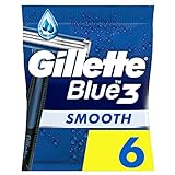 Gillette Blue3 Smooth Einwegrasierer für Männer x6, 3-Klingen-Rasierer, 40°-Schwenkkopf, Gleitstreifen mit ComfortGel-Technologie