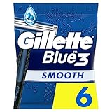 Gillette Blue3 Smooth Einwegrasierer für Männer x6, 3-Klingen-Rasierer, 40°-Schwenkkopf, Gleitstreifen mit ComfortGel-Technologie