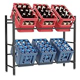 YheenLf Getränkekistenregal(6 Kästen), Weinregal Metall, Freistehend & Stabiles, Kistenregal aus Metall, Höhenverstellbar & Montagematerial, Lagerregal für Getränke, 104x32x84cm