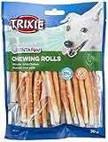 TRIXIE glutenfreie Hühnchen Kaurolle 'Denta Fun Chicken Chewing Rolls, 12 cm, 30 St./240 g' - 31378