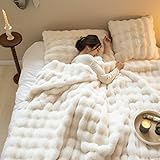 Bubble Decke Fellimitat Decke Kuscheldecke Flauschig Flauschige Decke Fluffy Blanket Bubble Decke FüR Bett Sofa Kuscheldecke Casual Decke (Weiß,45 * 45 Kopfkissenbezug)