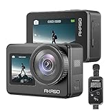 AKASO Action Cam 4K 20MP WiFi Unterwasserkamera IPX8 Wasserdicht Action Kamera EIS 2.0 mit Touchscreen, Zoom, Sprachsteuerung, Externes Mikrofon und 2x1350mAh Akkus Kit-Brave 7 (Grau)
