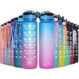 GeeRic Trinkflasche Sport Wasserflasche 750ML-1000ML BPA-freies Kohlensäure geeignet Wasserflasche für Uni, Sport, Fitness, Fahrrad, Outdoor (1000ML, Pink/Blau)