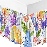 Surwin Betthusse Ruffle Bettrock Rüschen Elastischer Bett Rock Bettvolant Gerüschter Bed Skirt Wrap Around Bettrock Husse Röcke Keine Bettoberfläche Bett Bettgestein, Pflanze (200x200x38cm,Frühling)