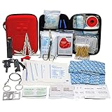 TRSCIND Erste Hilfe Set, First Aid Kit, Survival Notfall Ausrüstung Verbandskasten mit Taschenlampe Feuerstahl und Rettungsdecke Überlebenspaket für Outdoor Camping 130-teilig