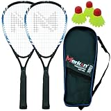 Merkan Speed-Badminton Set, 2 handliche Aluminiumschläger, Länge 58,9 cm, ideal geeignet für stabiles und schnelles Spielen, hochwertige Tasche (MSP-001)