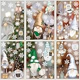 261 Fensterbilder Weihnachten, SILARLAIT Weihnachtsdeko Fenster, Selbstklebend & Repositionierbar & Wiederverwendbar, Große Schneeflocken Fensterdeko, Winterdeko für Glas, Vitrinen