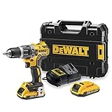 Dewalt 18V XR 2-Gang Akku-Bohrschrauber DCD708D2T (bürstenloses Vollmetall-Getriebe, 13 Mm Vollmetall-Schnellspann-Bohrfutter, LED-Arbeitslicht, Inkl. 2x Akkus, Ladegerät, Gürtelclip, T Stak Box)