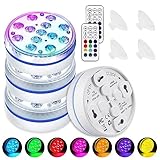 Aoreun Unterwasser Licht, 4 Stück LED Poolbeleuchtung Unterwasser Magnetische Lichter IP68 Wasserdicht Teichbeleuchtung für Pool,Teich,Badewanne,Brunnen,Aquariu，Inneneinrichtung