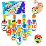 Adeokay 12 Stück Bowling Set, Dosenwerfen Spielzeug ab 2 3 4 5 6 Jahre Kinderspielzeug Kinderspiele Lernspiele Geschenk Montessori Junge Mädchen Outdoor Spiele für Kinder