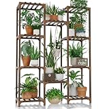 Bamworld Pflanzenständer Blumenständer Hoch Pflanzentreppe Blumenständer für Draußen Pflanzenregal Terrasse Balkon Gartendekor Braun