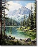 Gutluz Malen Nach Zahlen Erwachsene Zylinder leinwand Landschaftswälder mit 4 pcs Pinseln Acrylpigment 40 × 50 cm Geschenk für Erwachsene und Mädchen（Rahmenlos）