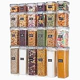 Aleevii 24-teiliges Vorratsdosen Set – Luftdichte Frischhaltedosen für Mehl, Zucker & Getreide– Inkl. 24 Etiketten & Marker – Ideal für Küche & Vorratsschrank – Schüttdosen mit Deckel