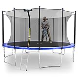 KINETIC SPORTS Trampolin Outdoor Ø 430 cm Blau | TÜV Rheinland GS-geprüft | Sicherheitsnetz, Randabdeckung | UV-beständig | Kindertrampolin Gartentrampolin Set