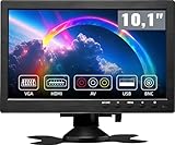 CAMECHO 10,1 Zoll Portable Monitor 丨HD 1024 * 600 RGB16:9 丨mit VGA/BNC/USB/HDMI/AV-Input Port 丨für Sicherheitssystemen, Fahrzeug-Monitore, Rückfahrkamera-Systeme, PC