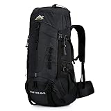 GAXIO Wanderrucksack 70L Nylon Trekkingrucksack Bergsteigen Rucksack Campingrucksack Für Bergstäte klettern Trekking Sport Travel Camping (Schwarz)