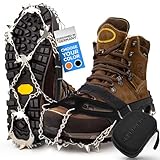 Premium Steigeisen für Bergschuhe mit 19 Spikes - Profi Anti-Rutsch Schuhkrallen für Schnee & EIS - Winter Grödel Spikes für Schuhe - Schuh-Ketten zum Wandern - Grödeln Eisspikes