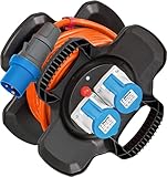 Brennenstuhl CEE 230V Camping Kabeltrommel X-Gum (10m H07RN-F 3G2,5 Kabel in orange, Kabeltrommel mit 2 CEE- und 3 Schutzkontakt-Steckdosen, ständiger Einsatz außen IP44, Made in Germany)