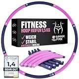 SummerFan Hula Hoop Reifen für Erwachsene Anfänger ohne Wellen und Noppen - 1kg - 1,5kg, 75-100 cm, 6-8 Segmente - hullahub zum abnehmen