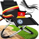KESSER® Relaxliege Liegestuhl | Gartenliege Sonnenliege | Gartenstuhl | Klappstuhl faltbar | Schwungliege | Schaukelsessel | ergonomische Relaxsessel | wetterfest | 180 kg Belastung Schwarz