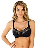 Rosme Lingerie gepolsterter Halbschalen-BH für Damen, Kollektion Annija, Schwarz, Größe 100B