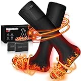 Beheizbare Socken, Beheizte Socken Damen Herren, die Lösung für kalte Zehen im Jahr 2023-5v 5000 mAh Wiederaufladbare Heizsocken für Skifahren, Sport, Outdoor, Camping, Wandern (DarkBlack)