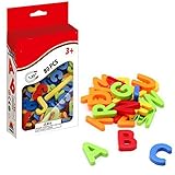 Keenso Magnetisches Alphabet, Magnete, Buchstaben, Zahlen, Symbole, Spielzeugset – Kunststoff-Kühlschrankspielzeug für die Frühe Bildung – 52 Großbuchstaben, 20 Zahlen und 8 Symbole –